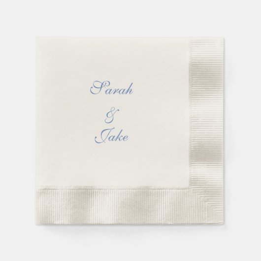 Blaue Textur Creme Hochzeit Geprägt Serviette (Vorderseite)