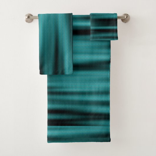 Blaue Textur mit schwarzen Waves Badhandtuch Set (Insitu)
