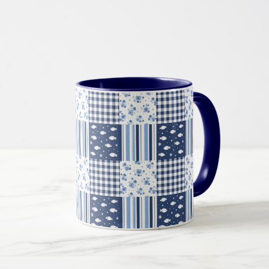 Blaue Texturen Tasse (VorderseiteRechts)