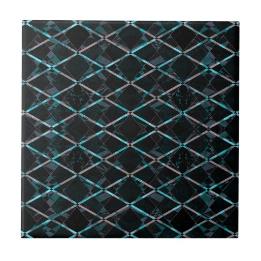 Blaue texturierte Diamantmuster Fliese (Vorderseite)
