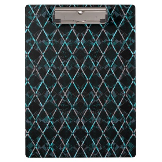 Blaue texturierte Diamantmuster Klemmbrett (Vorderseite)