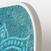 Blaue texturierte Mandala-Blume Pickleball Schläger (Linke Seite)