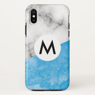 blaue Texturmarmor mit Monogramm Case-Mate iPhone Hülle