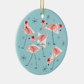 Blaue Textverzierung Flamingo-Sankt rund Keramik Ornament (Rechts)