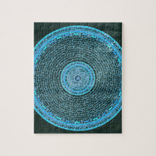 Blaue tibetische Mandala-Kunst in Feuer-Optik (Tür Puzzle