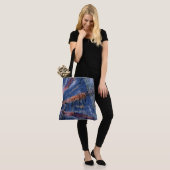 Blaue Tie-Dye-Umhängetasche Tasche (Am Model)
