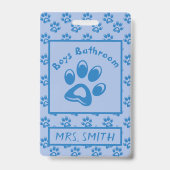 Blaue Tiere Pfoten Drucke Jungs Bad Pass Abzeichen Ausweis (Vorderseite)