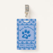 Blaue Tiere Pfoten Drucke Jungs Bad Pass Abzeichen Ausweis (Vorderseite mit Klammer)