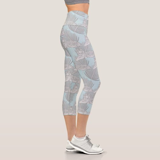 Blaue Tiger Muster Capri Leggings (Rechts)