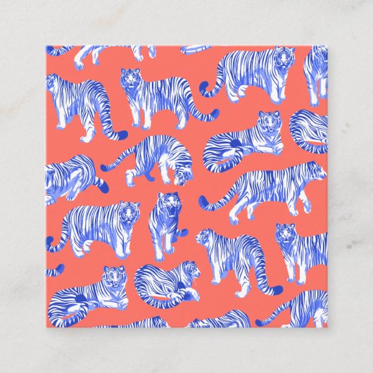 Blaue Tiger Quadratische Visitenkarte (Vorderseite)
