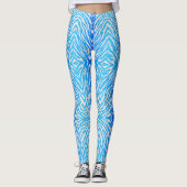 Blaue Tiger Streifen Tierdruck Leggings (Vorderseite)