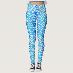 Blaue Tiger Streifen Tierdruck Leggings