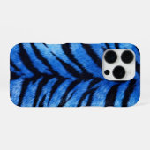 blaue Tigermuster-Textur iPhone Hülle (Rückseite (Horizontal))