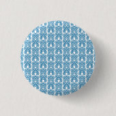 Blaue Tiki-Glücksfigur Symbol Pin Button (Vorderseite)