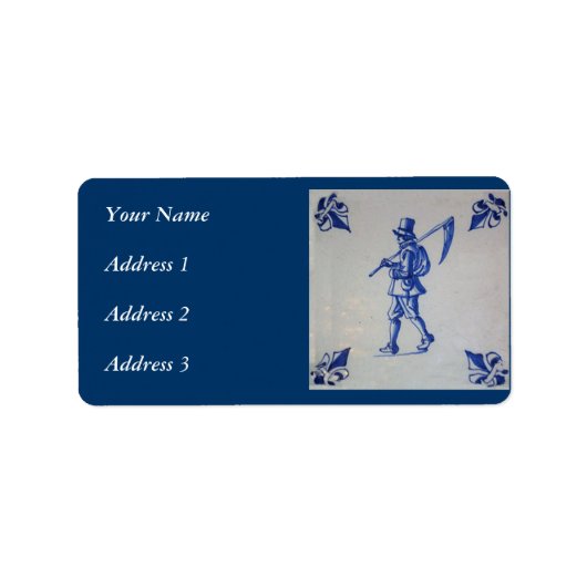 Blaue Tile Delft - Vorlage Adressaufkleber (Vorne)