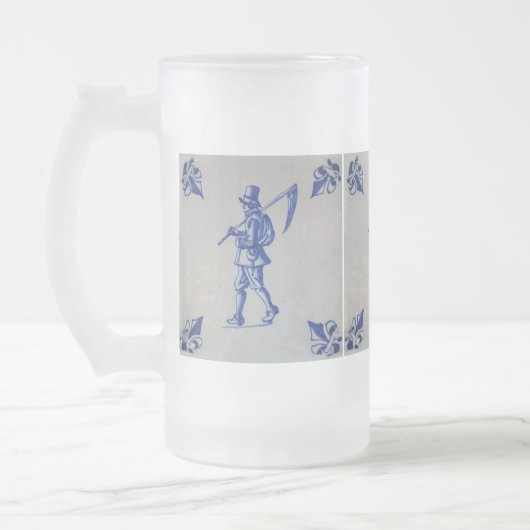 Blaue Tile Delft - Vorlage Mattglas Bierglas (Links)