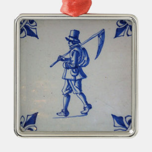 Blaue Tile Delft - Vorlage Ornament Aus Metall