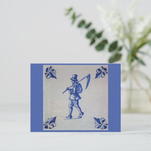 Blaue Tile Delft - Vorlage Postkarte (Stehend Vorderseite)