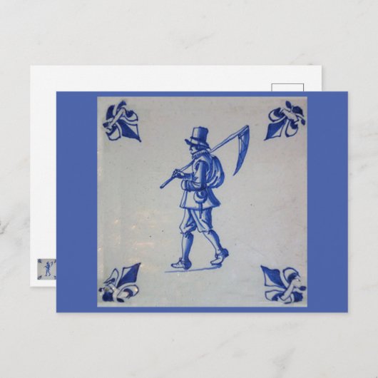 Blaue Tile Delft - Vorlage Postkarte (Vorne/Hinten)