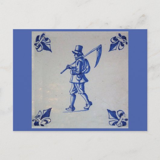 Blaue Tile Delft - Vorlage Postkarte (Vorderseite)