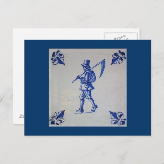 Blaue Tile Delft - Vorlage Postkarte (Vorne/Hinten)