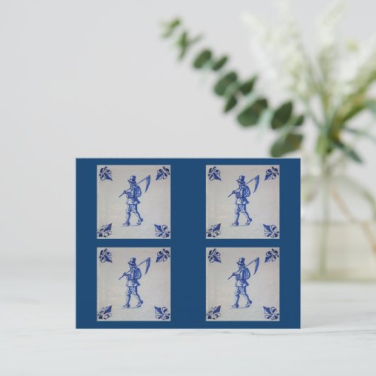 Blaue Tile Delft - Vorlage Postkarte (Stehend Vorderseite)