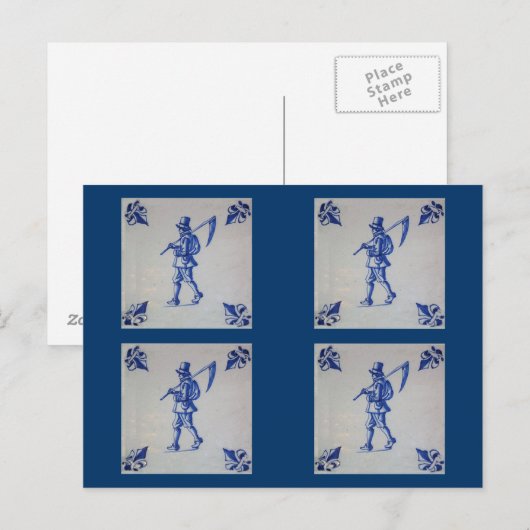Blaue Tile Delft - Vorlage Postkarte (Vorne/Hinten)