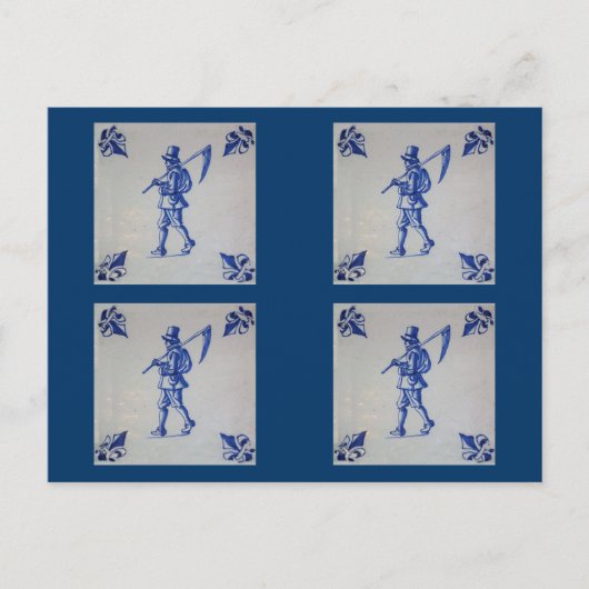 Blaue Tile Delft - Vorlage Postkarte (Vorderseite)