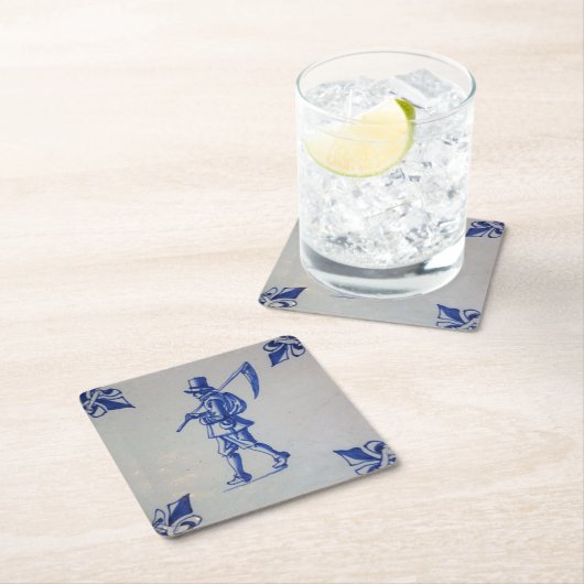 Blaue Tile Delft - Vorlage Rechteckiger Pappuntersetzer (Vor Ort)