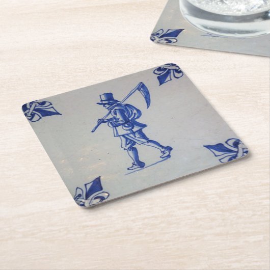 Blaue Tile Delft - Vorlage Rechteckiger Pappuntersetzer (angewinkelt)