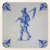 Blaue Tile Delft - Vorlage Rechteckiger Pappuntersetzer (Vorderseite)