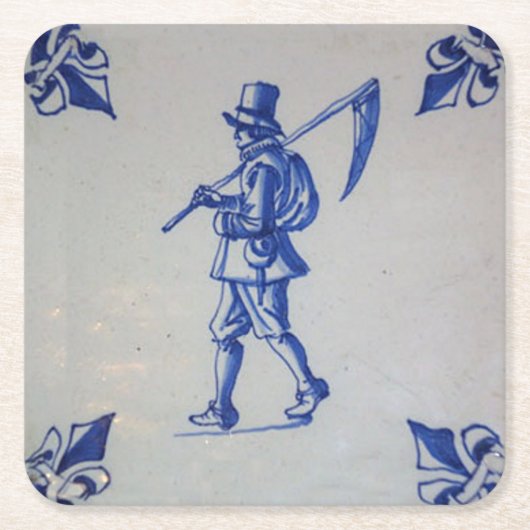 Blaue Tile Delft - Vorlage Rechteckiger Pappuntersetzer (Vorderseite)