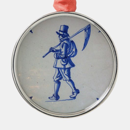 Blaue Tile Delft - Vorlage Silbernes Ornament (Vorne)