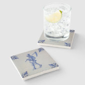 Blaue Tile Delft - Vorlage Steinuntersetzer (Seitenansicht)