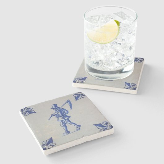 Blaue Tile Delft - Vorlage Steinuntersetzer (Seitenansicht)