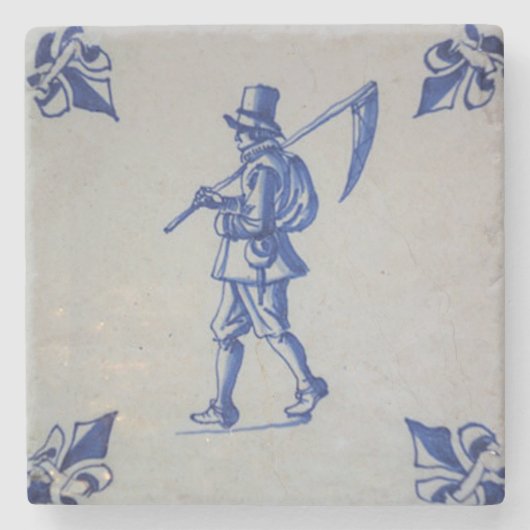 Blaue Tile Delft - Vorlage Steinuntersetzer (Vorderseite)