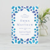Blaue Tile-Mittelmeer-Hochzeit Einladung (Stehend Vorderseite)