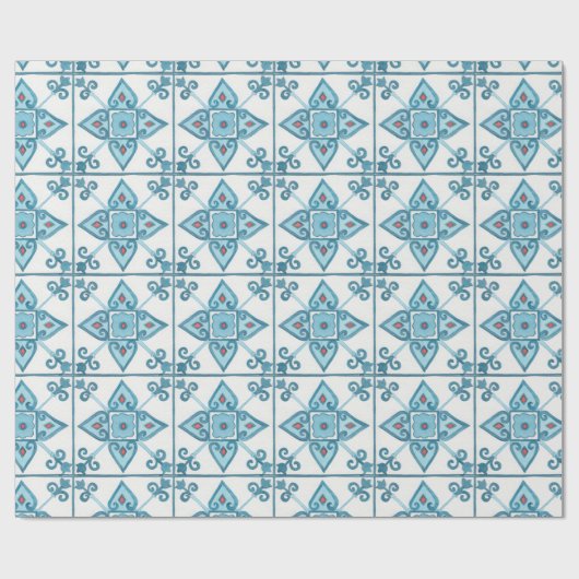 Blaue Tile-Motif Geschenkpapier (Flach)