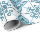 Blaue Tile-Motif Geschenkpapier (Rolleneckpunkt)