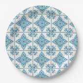 Blaue Tile-Motif Pappteller (Vorderseite)