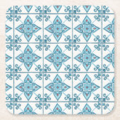 Blaue Tile-Motif Rechteckiger Pappuntersetzer (Vorderseite)