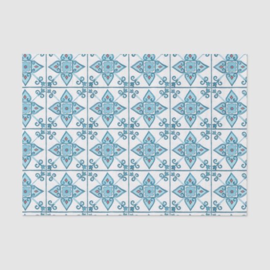 Blaue Tile-Motif Seidenpapier (Vorderseite)