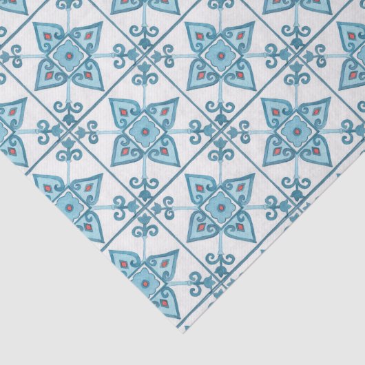 Blaue Tile-Motif Seidenpapier (Ausschnitt)