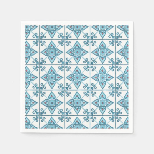 Blaue Tile-Motif Serviette (Vorderseite)