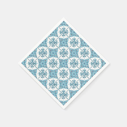 Blaue Tile-Motif Serviette (Ecke)
