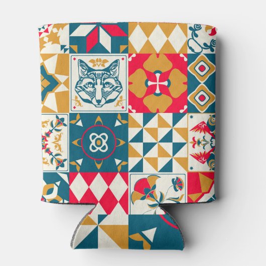 Blaue Tile: Vintager Mosaikhintergrund. Dosenkühler (Rückseite)