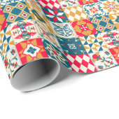 Blaue Tile: Vintager Mosaikhintergrund. Geschenkpapier (Rolleneckpunkt)
