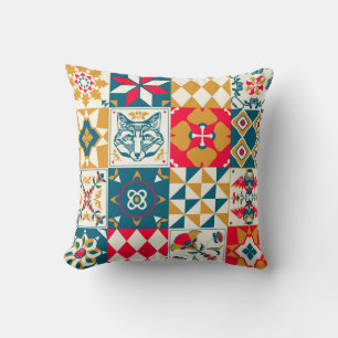 Blaue Tile: Vintager Mosaikhintergrund. Kissen