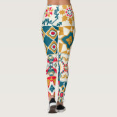 Blaue Tile: Vintager Mosaikhintergrund. Leggings (Rückseite)