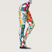 Blaue Tile: Vintager Mosaikhintergrund. Leggings (Rechts)